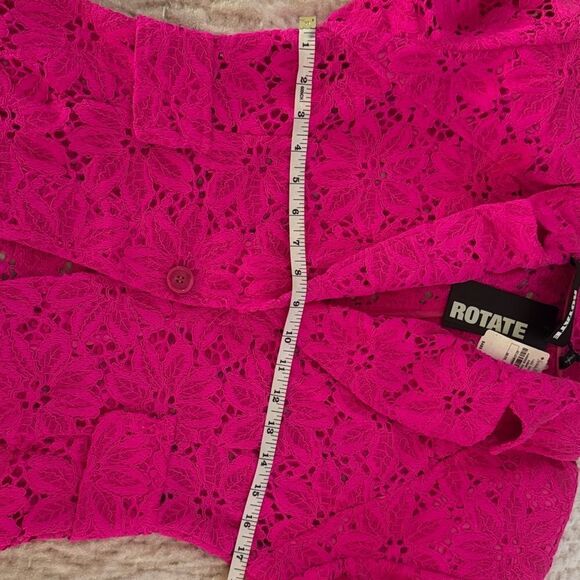 ROMWE Women's Vibrant Pink Lace Blazer - Picture 14 of 16